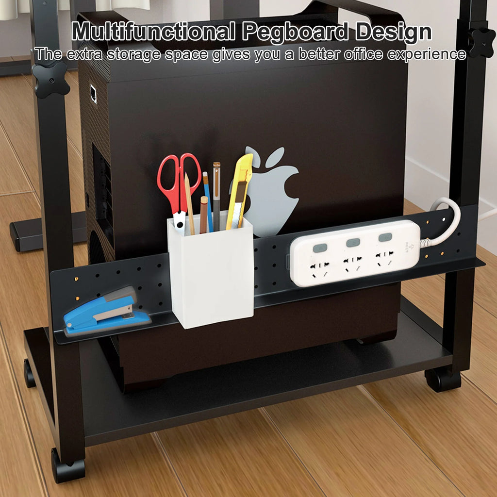 3 Tier Wooden Computer Tower Stand with Rolling Casters Q467