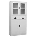 Light Gray 2 Drawer Steel and Glass Door File Storage Cabinet O715