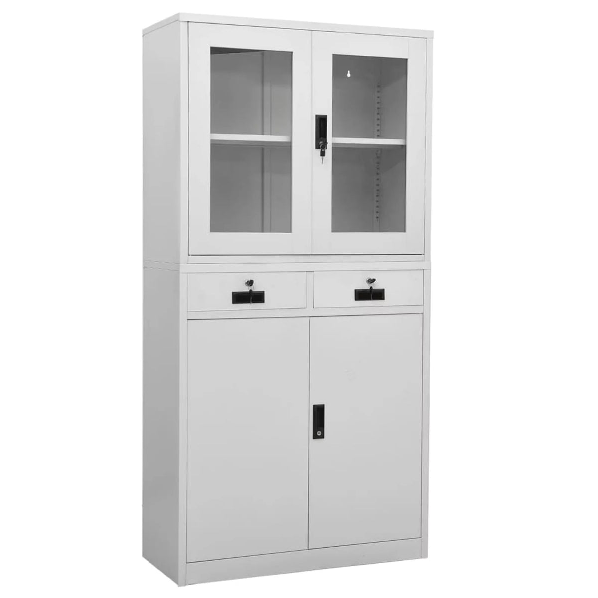 Light Gray 2 Drawer Steel and Glass Door File Storage Cabinet O715