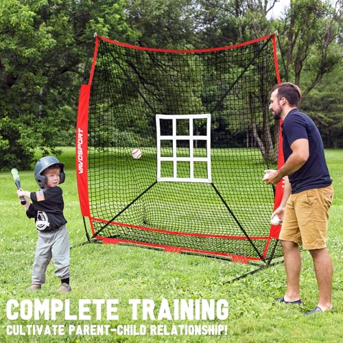 7x7' Baseball & Softball Net with Strike Zone, Tee, Ball Caddy L83003