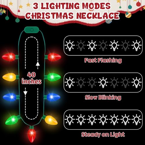6PCS Christmas Light Necklace with 3 Flash Modes O35589