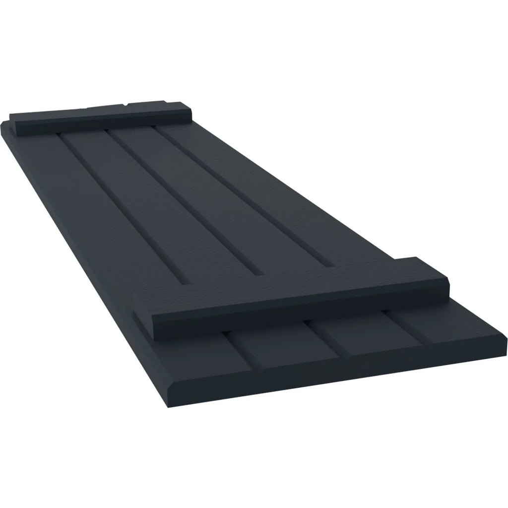 14"W x 58"H Real Wood Board-n-Batten Shutters with Elliptical Top, Starless Night Blue Z262
