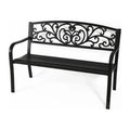 Black Steel Outdoor Bench with Cast Iron Back E577545
