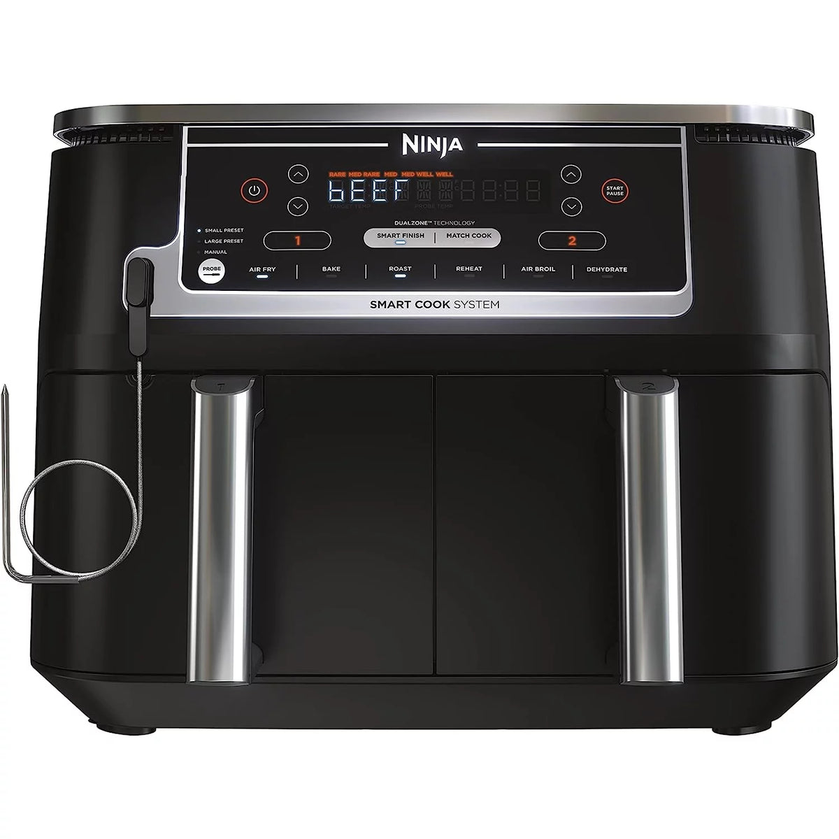 Black 6-in-1 10-qt. XL 2-Basket Air Fryer P151094