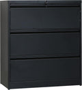 Black 3 Drawer Metal Lockable Lateral File Cabinet X3643