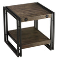 Solid Wood End Table with Black Metal Frame O374