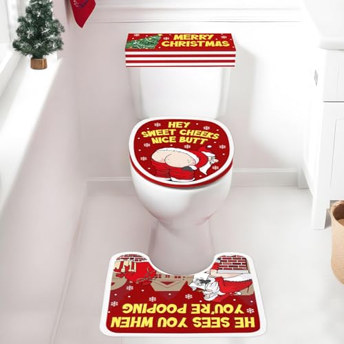 Set of 4 Toilet Seat Cover Sets with Lid Cover Rug Tank Cover A465