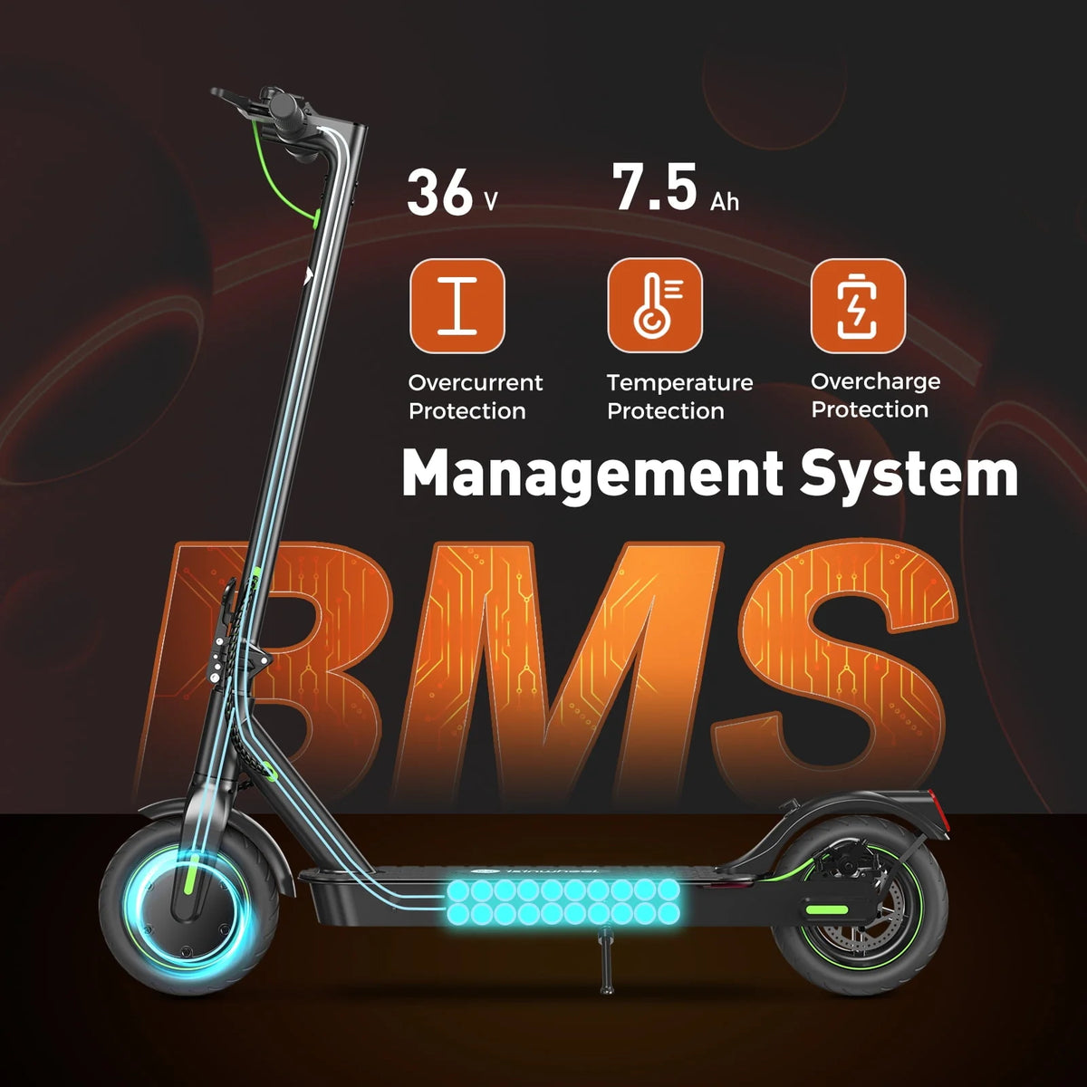 Electric Scooter, 18.6 MPH, 350W Motor, 8.5-inch Inflatable Tires C75118