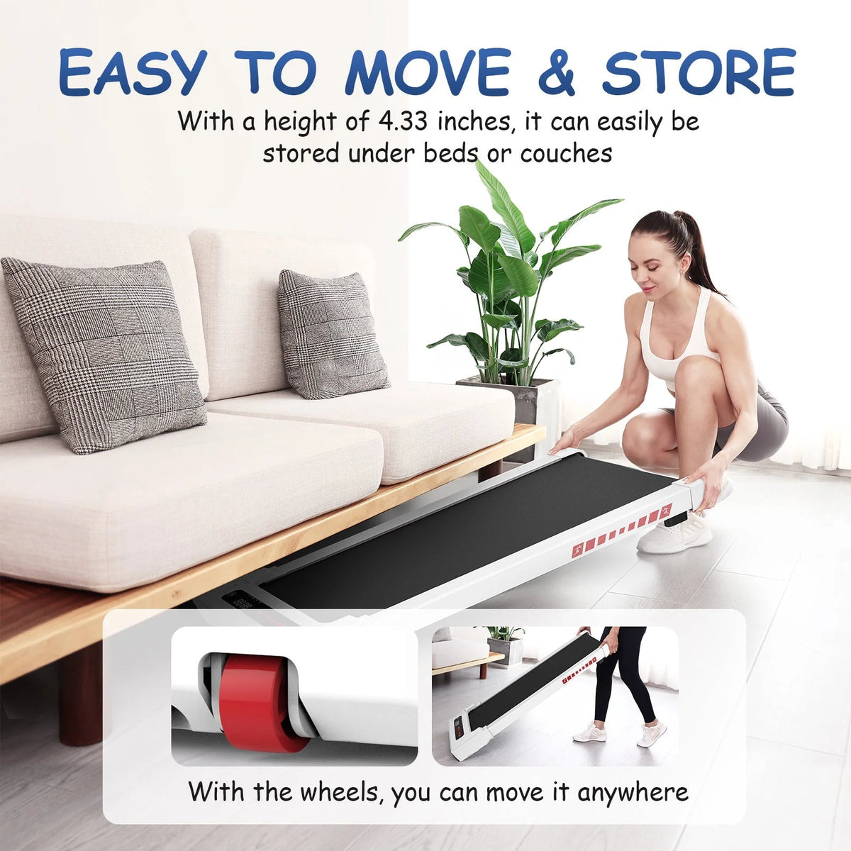 Walking Pad Treadmill 265 lbs Capacity with Remote Control W918290