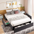 Queen Size Upholstered Platform Bed Frame with 3 Storage Drawers Y47135