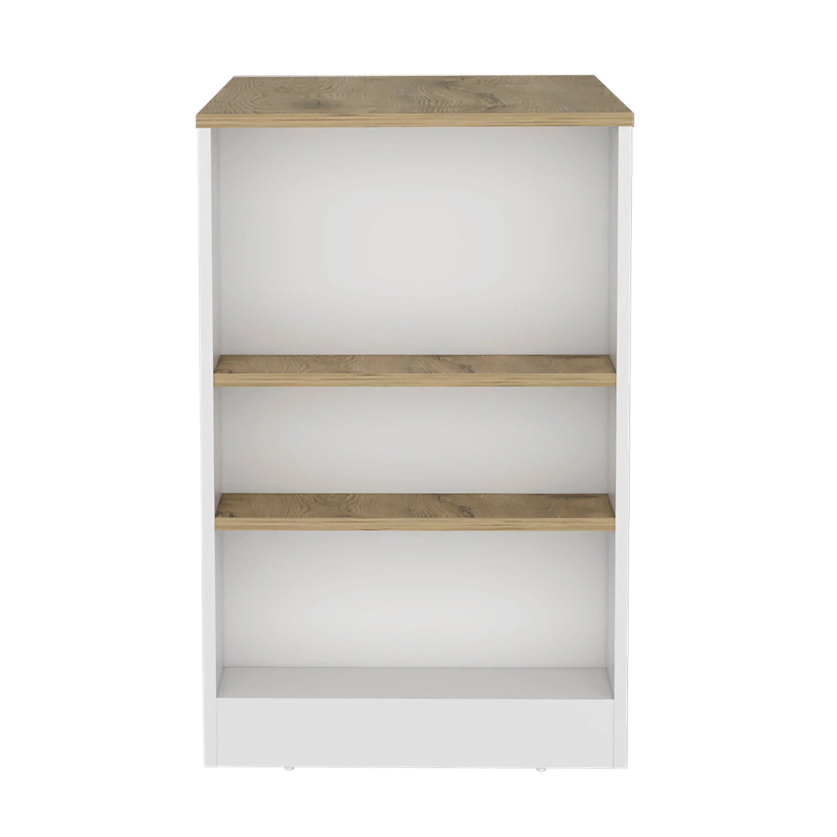 White Kitchen Island Bar Table with 3-Side Shelves T7801