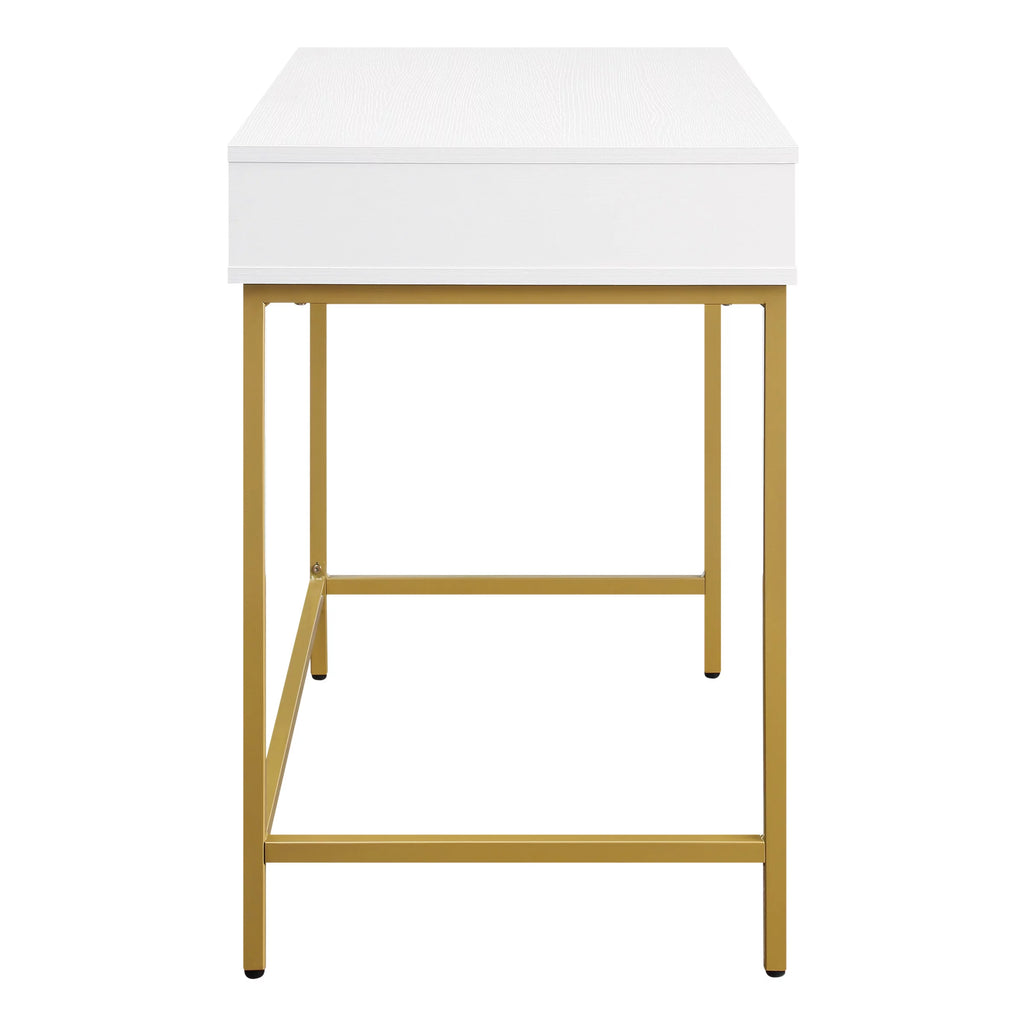 White Engineered Wood Desk with Metal Legs K370397