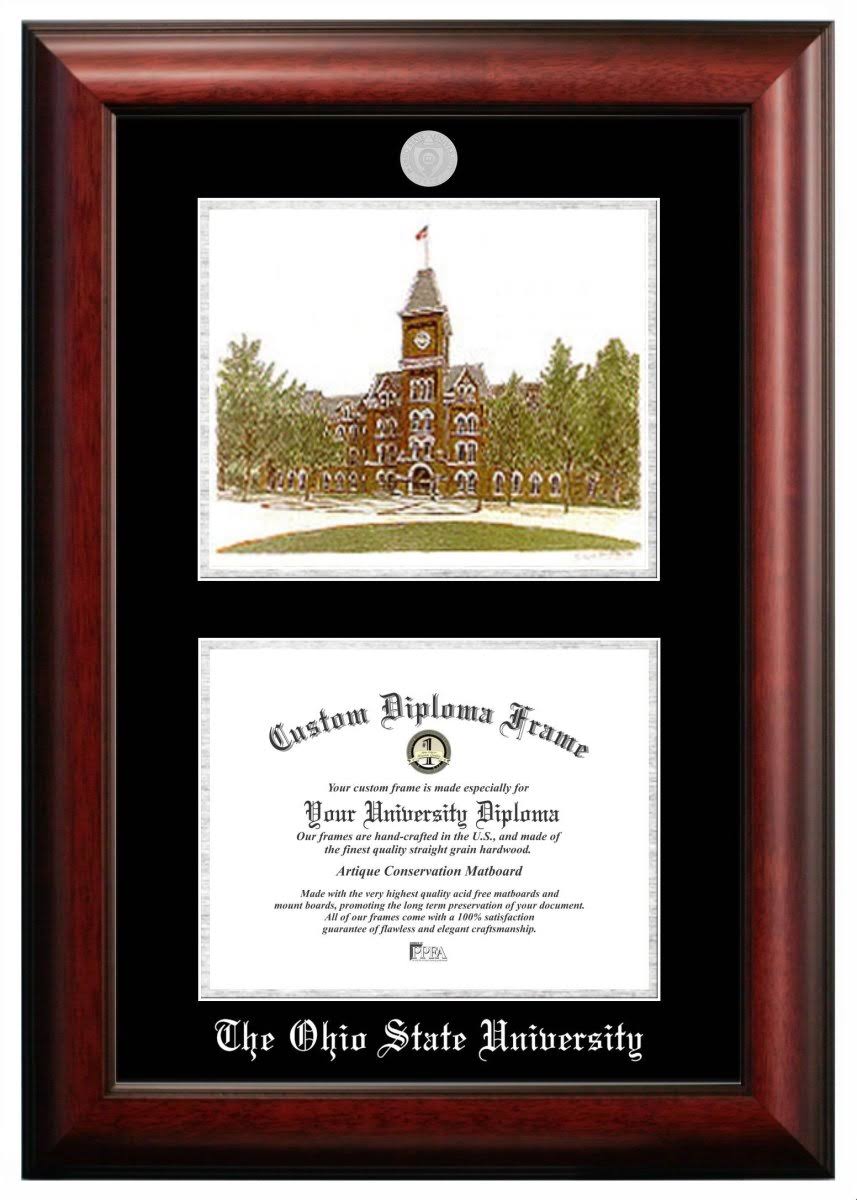 Ohio State University Embossed Diploma Frame with Lithograph G327