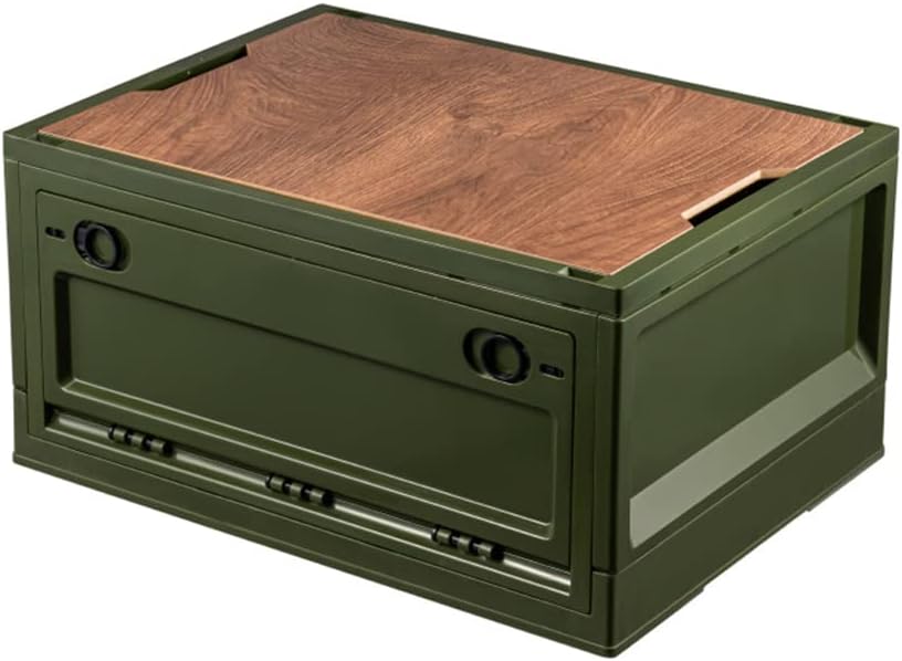 45L Foldable Storage Bin with Wooden Lid A54141