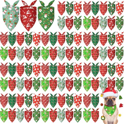 100 Pcs Red Plaid Dog Bandanas Q68328