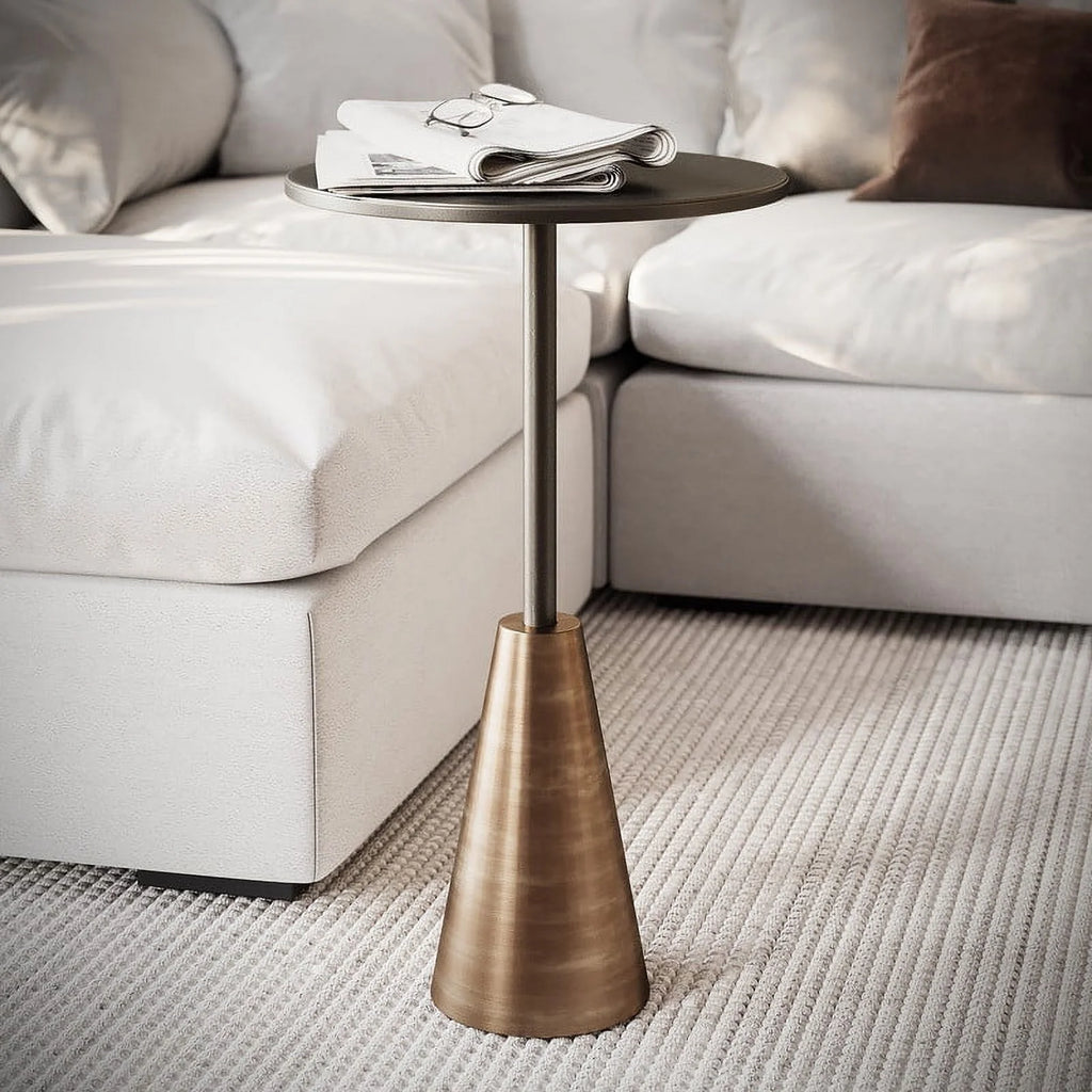 Round Bronze Pedestal End Table W1062