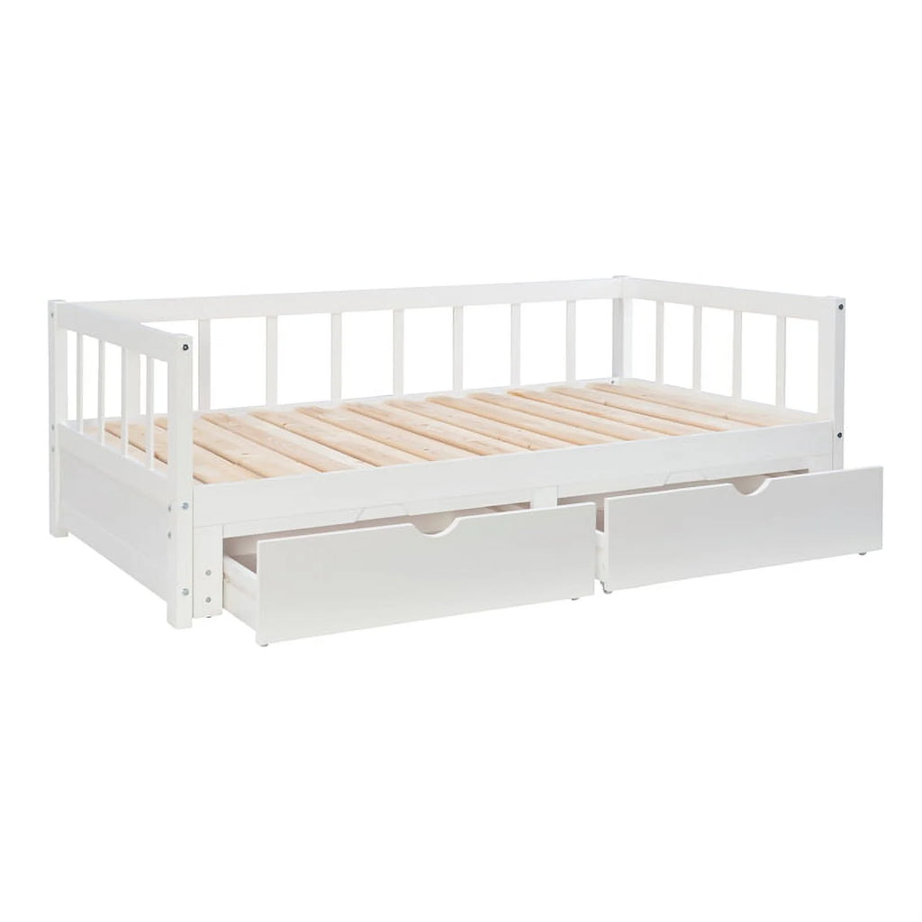 White Wood Storage Trundle Daybed F69470