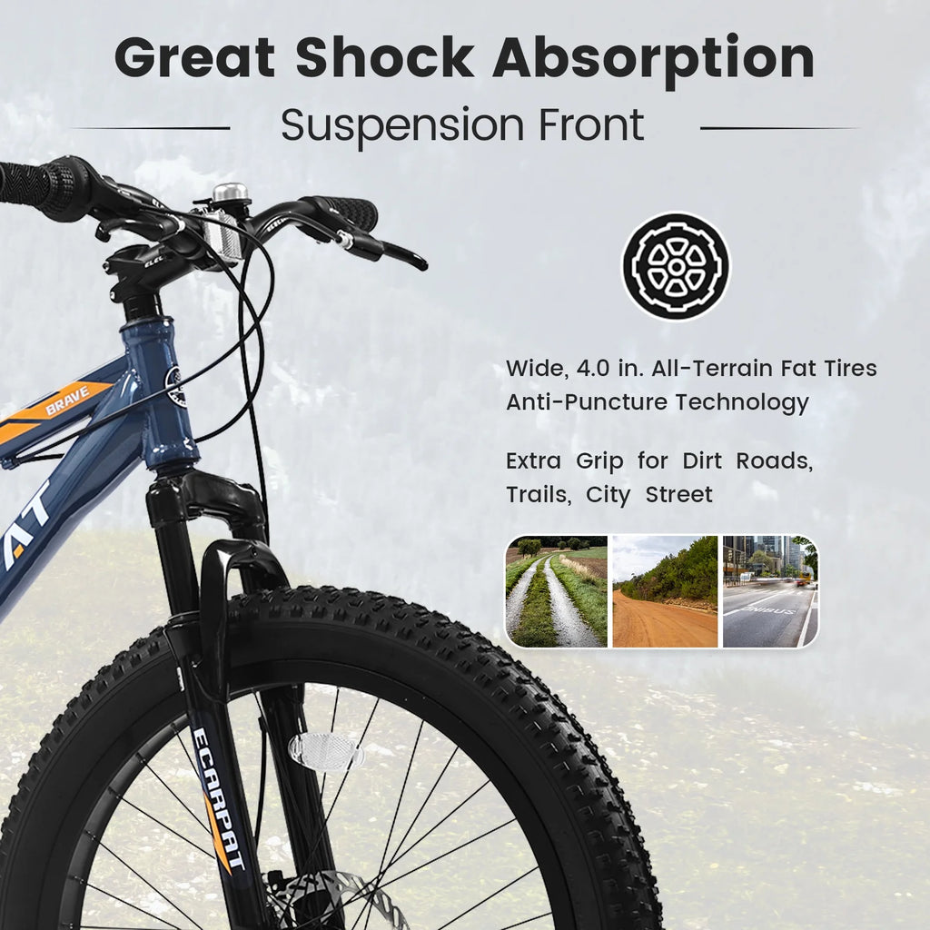 24 Inch Fat Tire Bike 7 Speeds Mountain Bike U832835