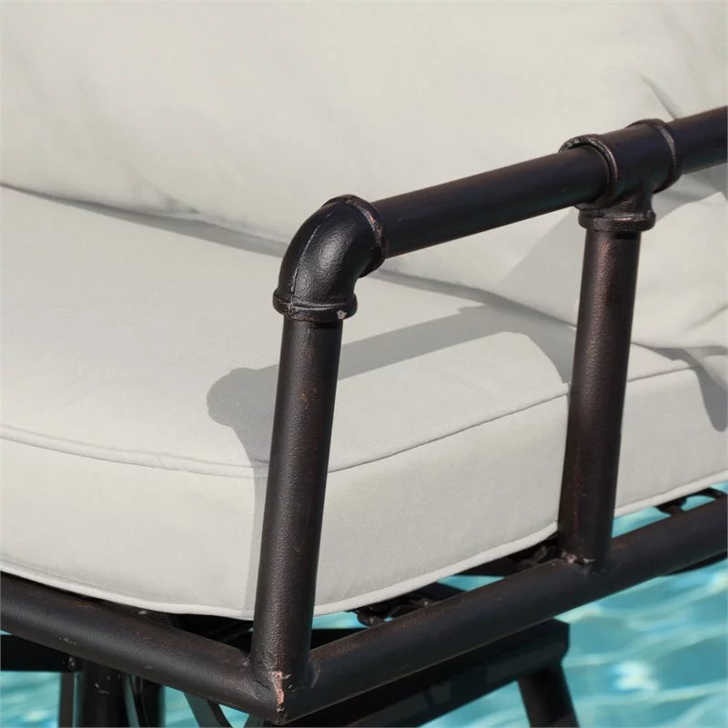 Adjustable Barstool Set of 2 Black Copper Beige C53083