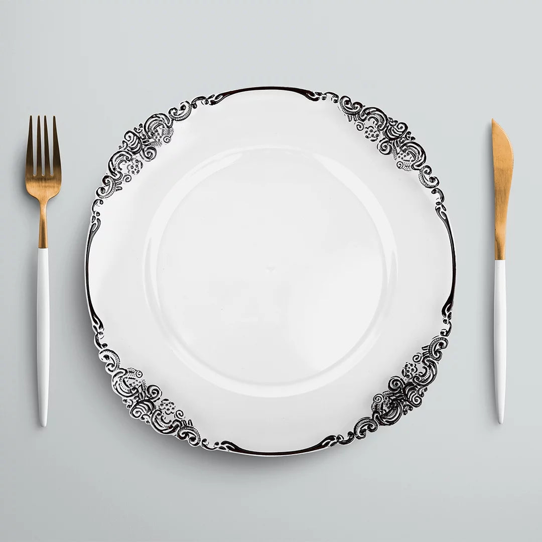 Clear Acrylic Charger Plates with Black Rim Set of 4 P358