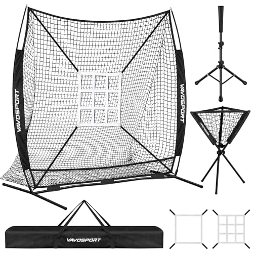 7x7' Baseball & Softball Net with Strike Zone, Tee, Ball Caddy L83003