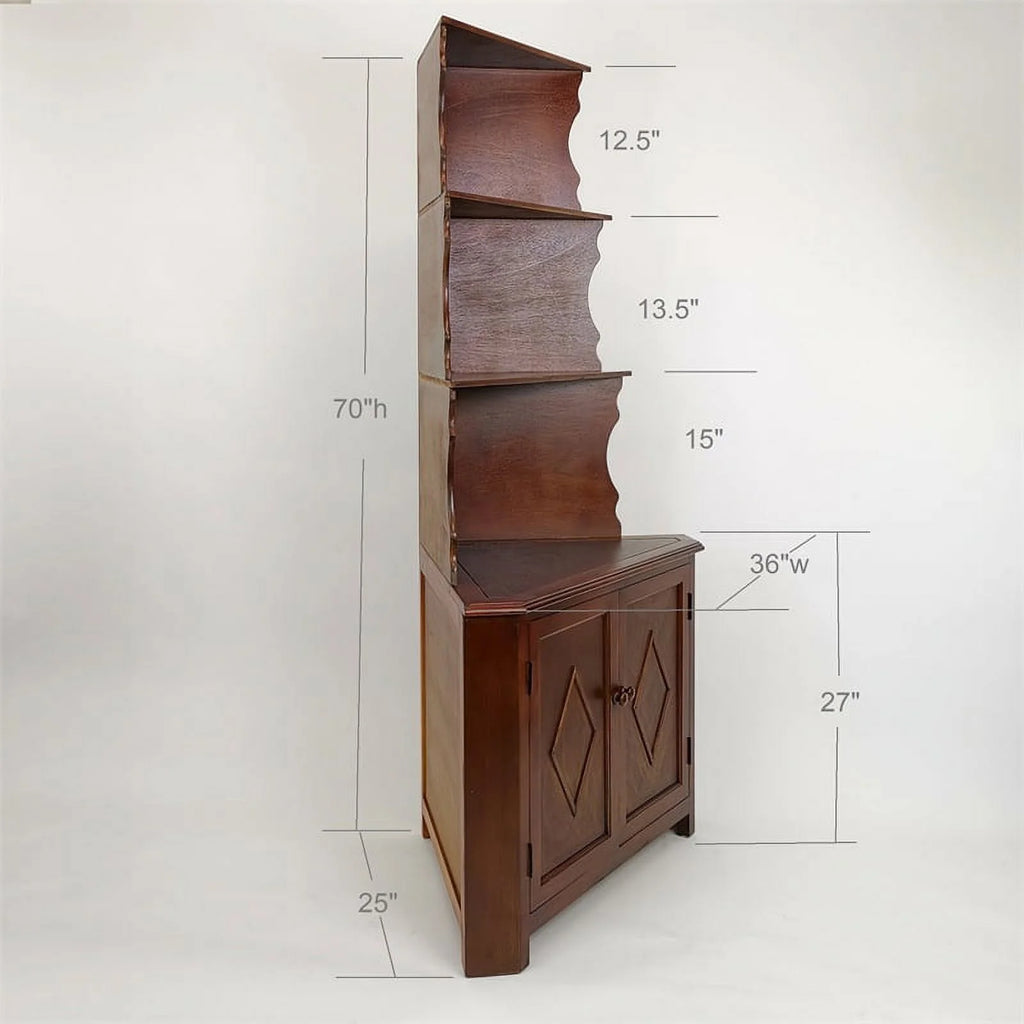 Brown Wood Three Shelf Corner Display Unit N253