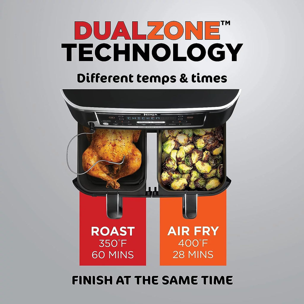 Black 6-in-1 10-qt. XL 2-Basket Air Fryer P151094