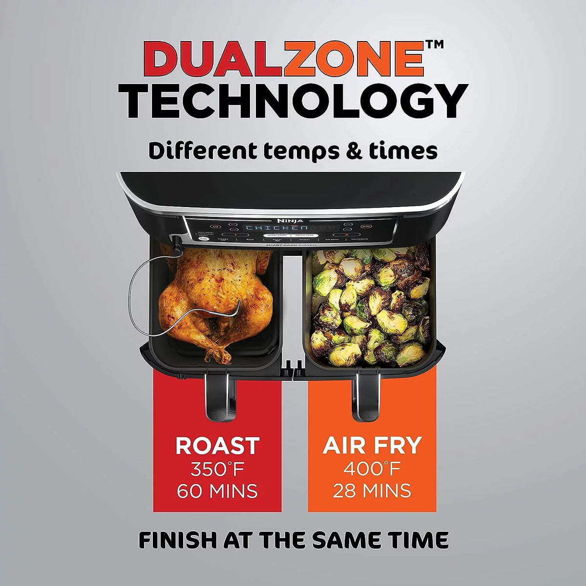 Black 6-in-1 10-qt. XL 2-Basket Air Fryer P151094
