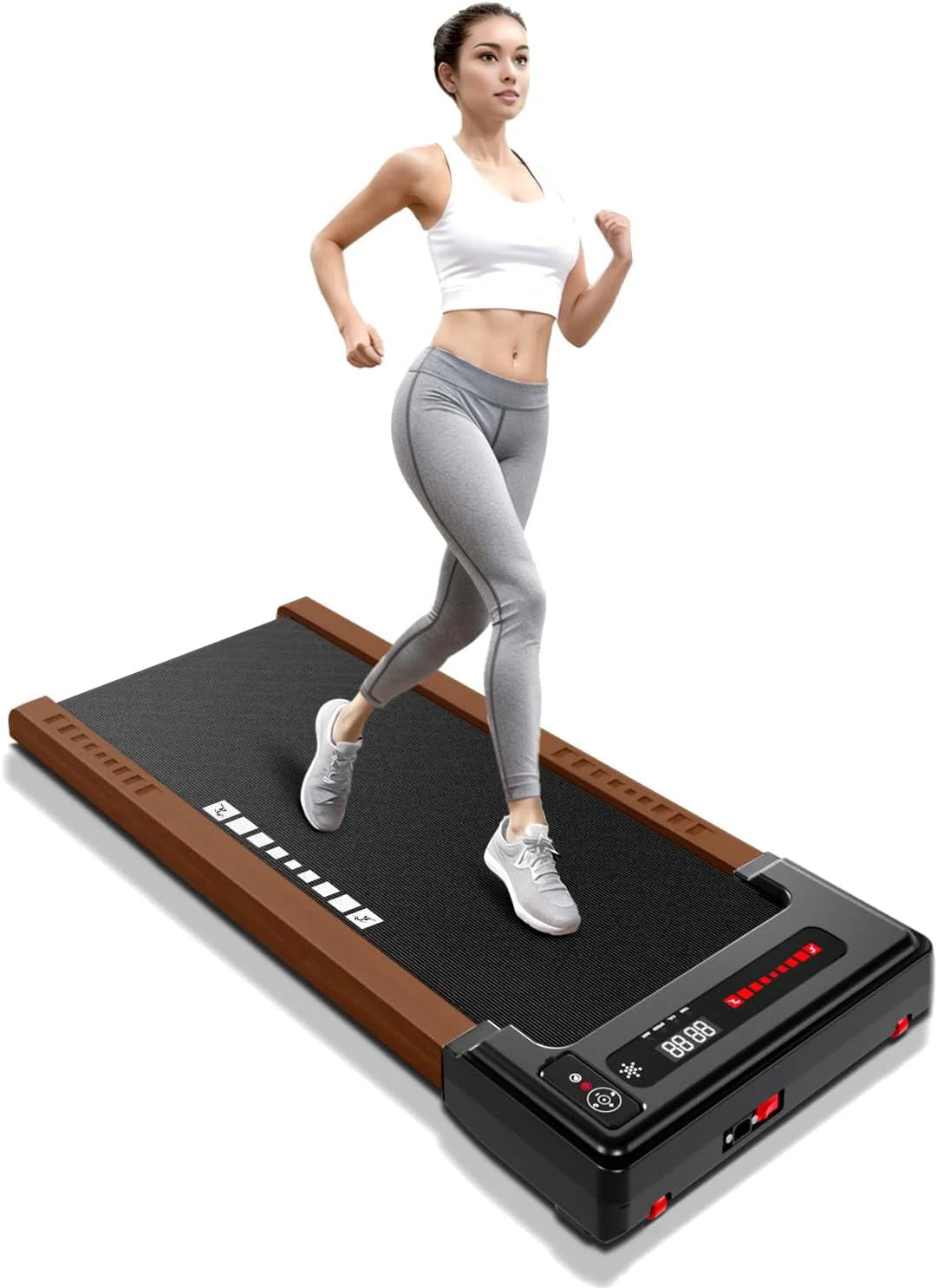 Wood Under Desk Treadmill with Remote Control, 265lbs Capacity F45005