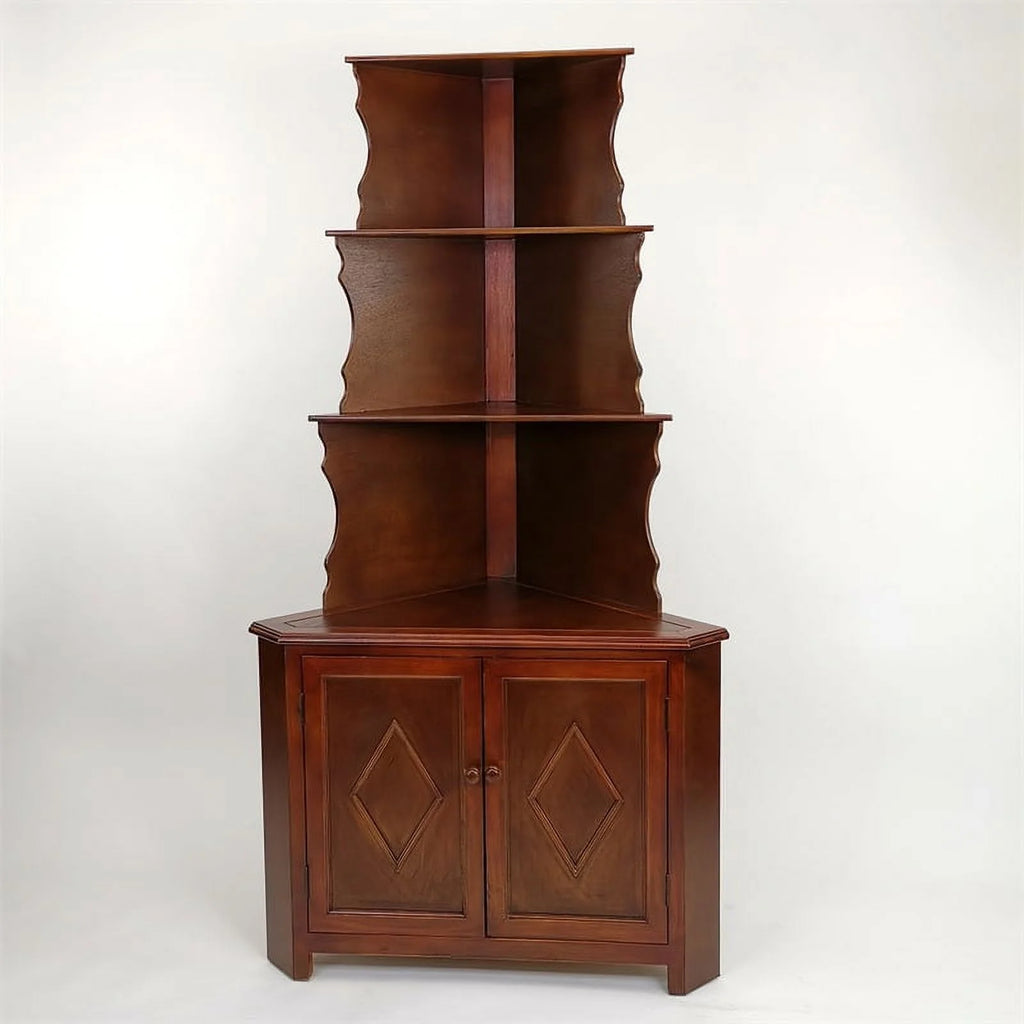 Brown Wood Three Shelf Corner Display Unit N253