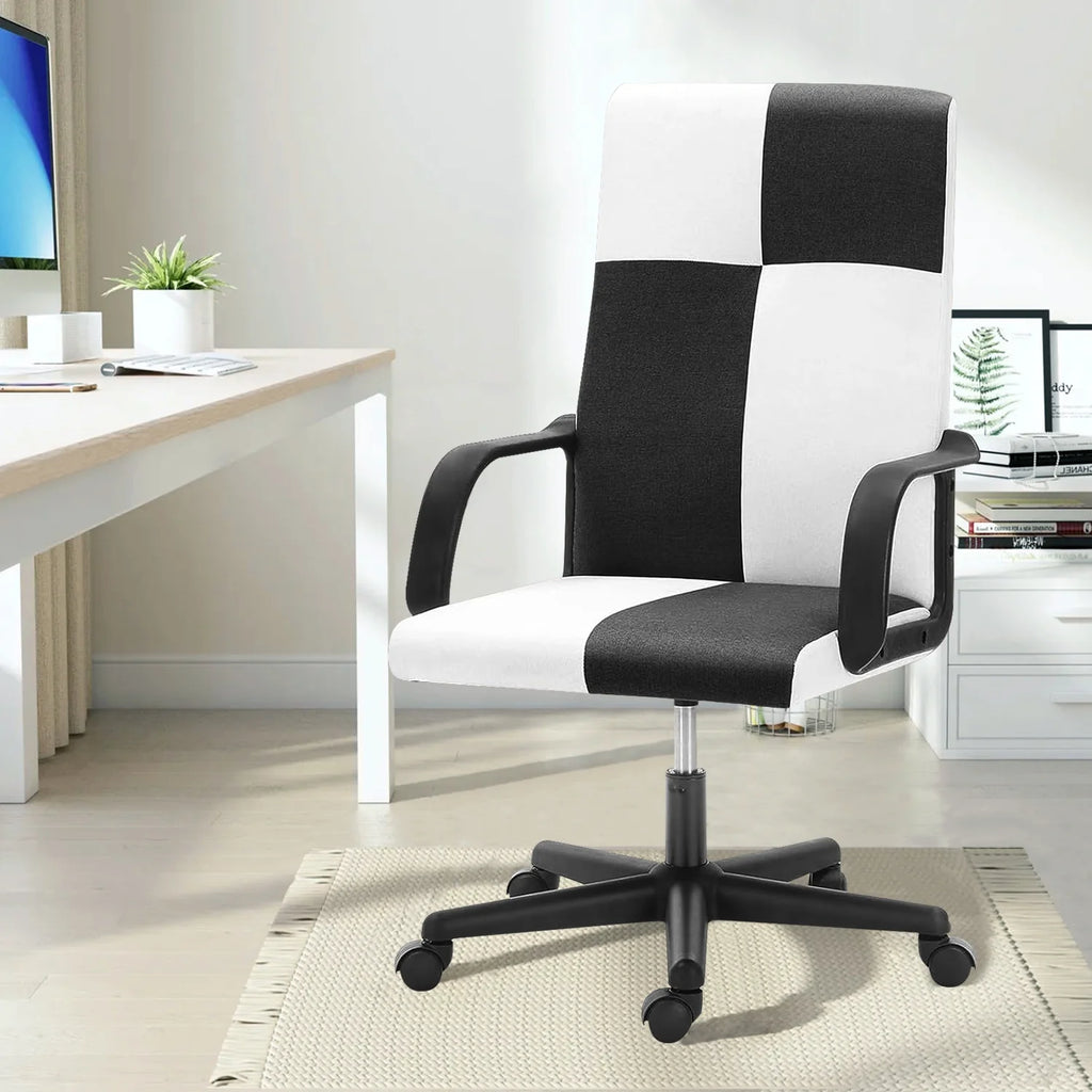 White and Black Checkerboard Pattern Office Chair E675935