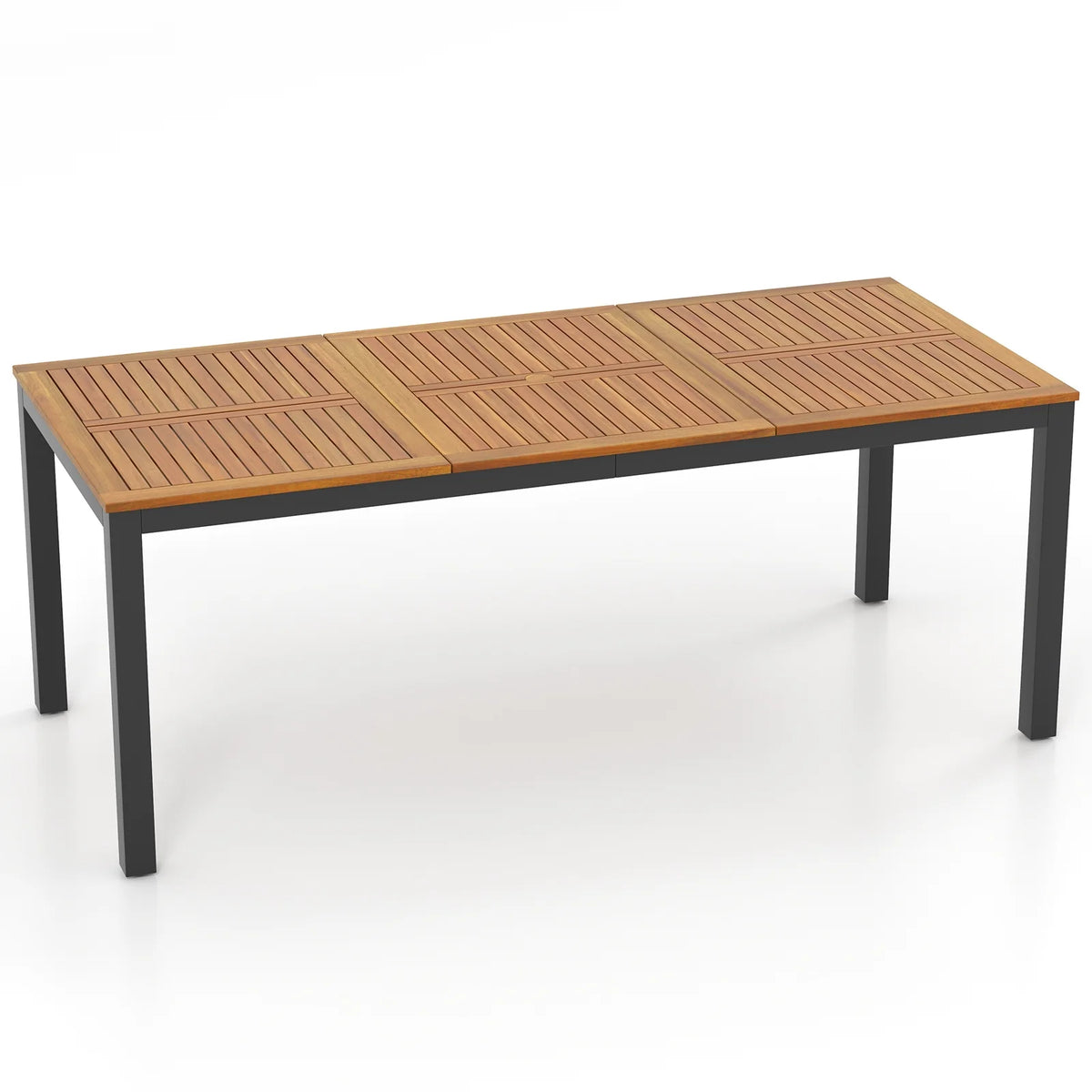 Acacia Wood 8-Person Patio Dining Table with Umbrella Hole H2124