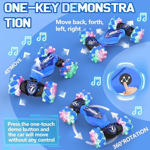 Gesture Sensing Remote Control Car Toys - Drift RC Stunt Car for Kids | 360° Rotating 4WD Transform RC Cars | 2.4Ghz Hand Controlled with Lights Music | Birthday to Boys (Purple) S805