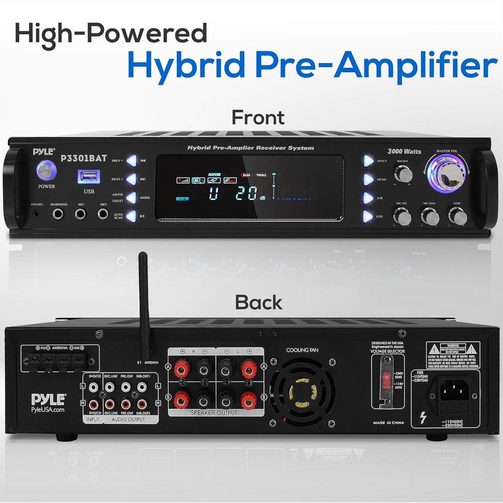 Wireless Bluetooth Home Stereo Amplifier 3000 Watt Rack Mount Remote G4275