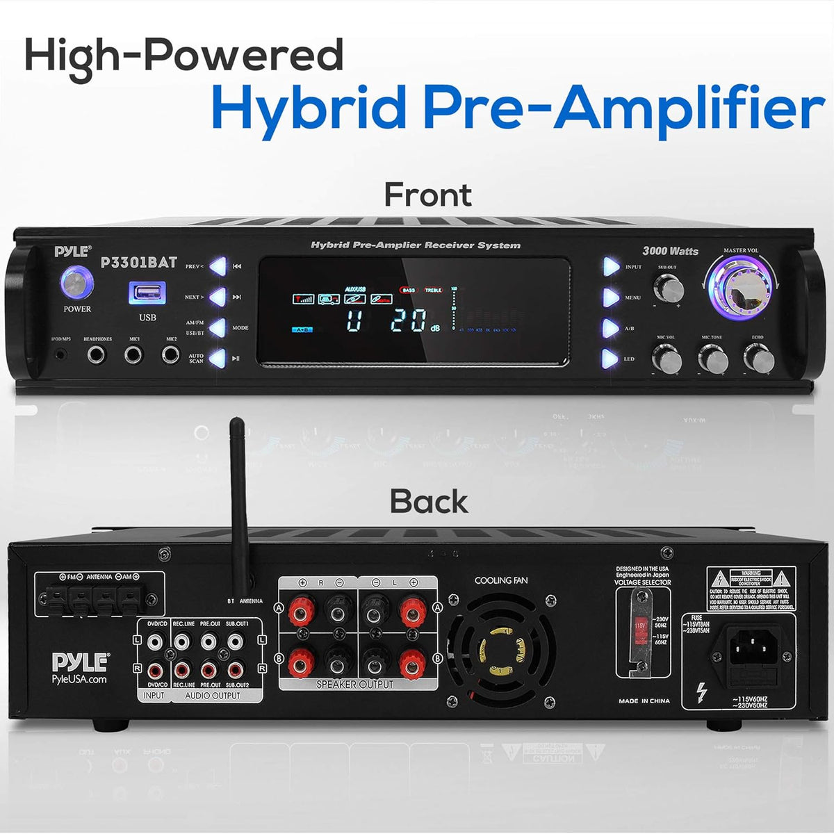 Wireless Bluetooth Home Stereo Amplifier 3000 Watt Rack Mount Remote G4275