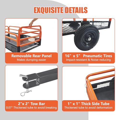Steel Dump Cart 1500 Pounds 15 Cubic Feet Utility Trailer F3418