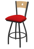 Swivel Counter Stool with Pewter Finish and Red Seat G704798