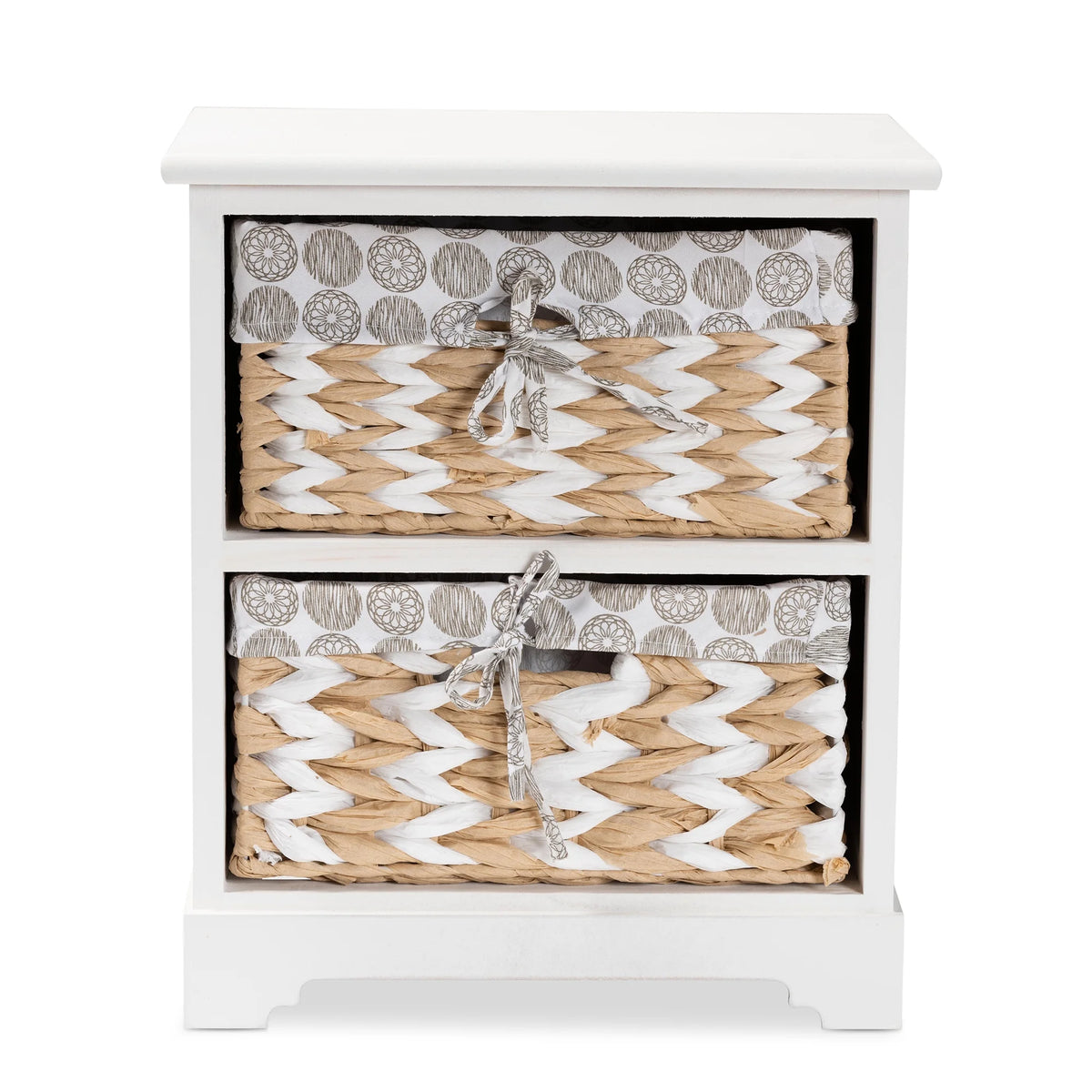 White Wood 2-Basket Storage Unit Y539936