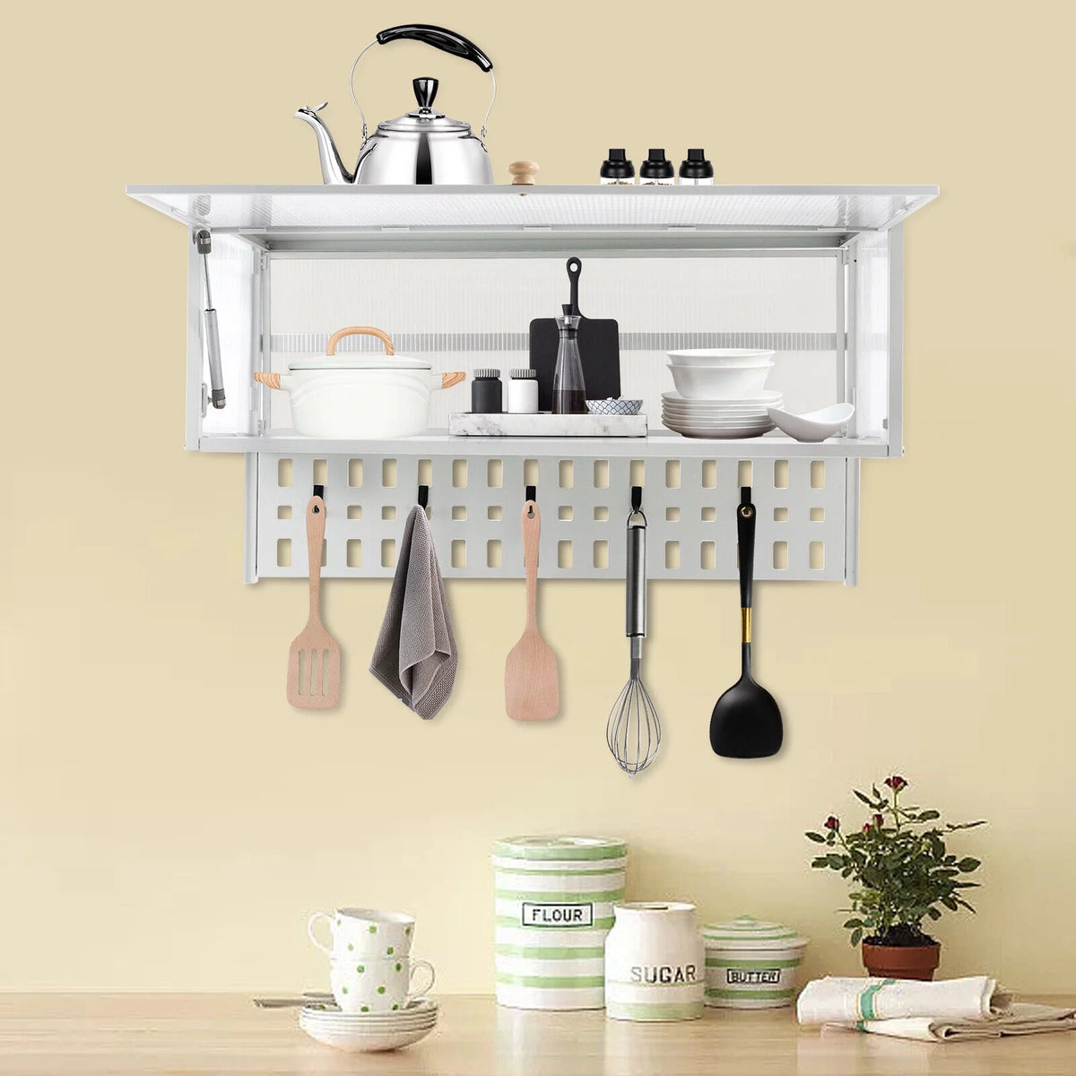 Wall Mounted Cabinet with 5x Hooks W3746