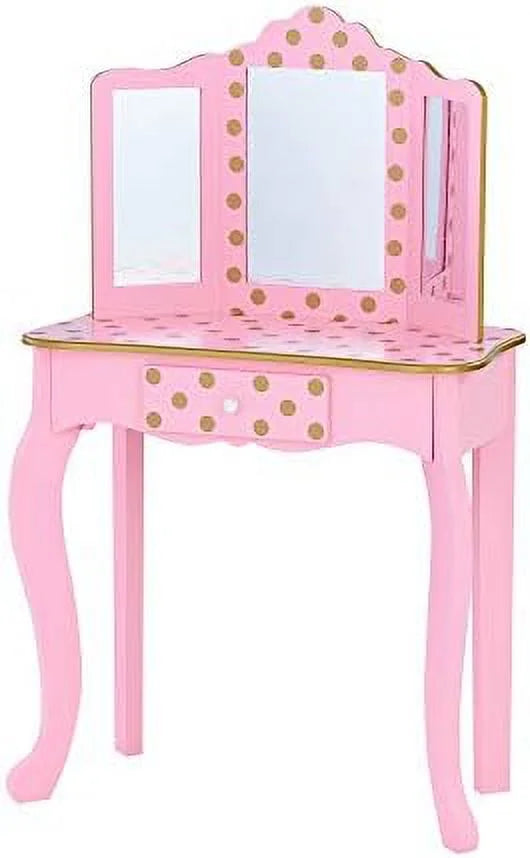 Pretend Play Vanity Table and Chair Set with LED Mirror T541645