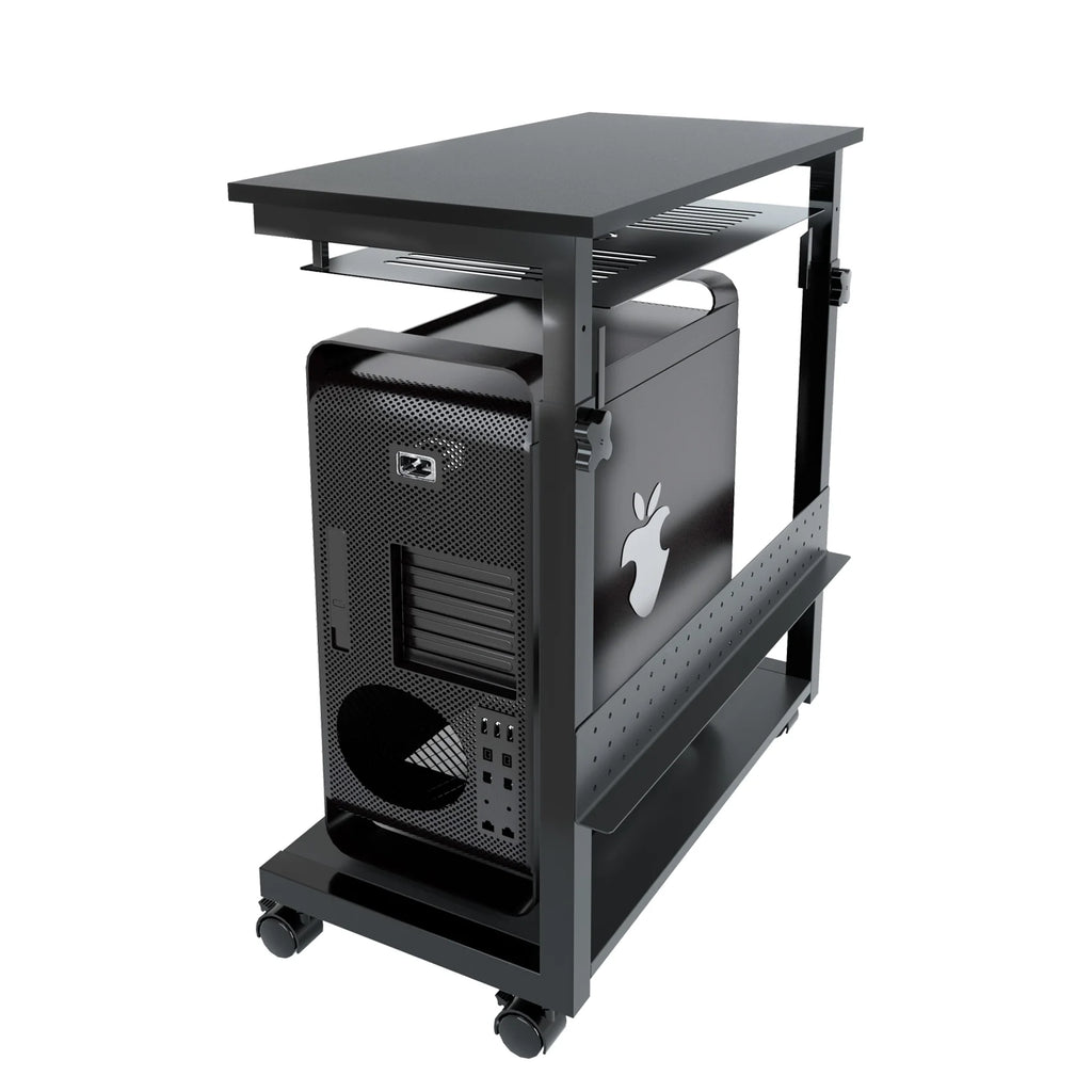 3 Tier Wooden Computer Tower Stand with Rolling Casters Q467