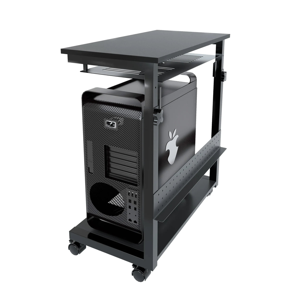 3 Tier Wooden Computer Tower Stand with Rolling Casters Q467
