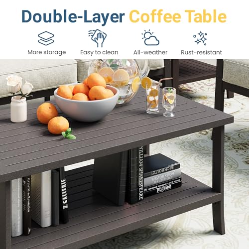 5-Piece Outdoor Metal Sectional Furniture Set with Cushions and Coffee Table X48729