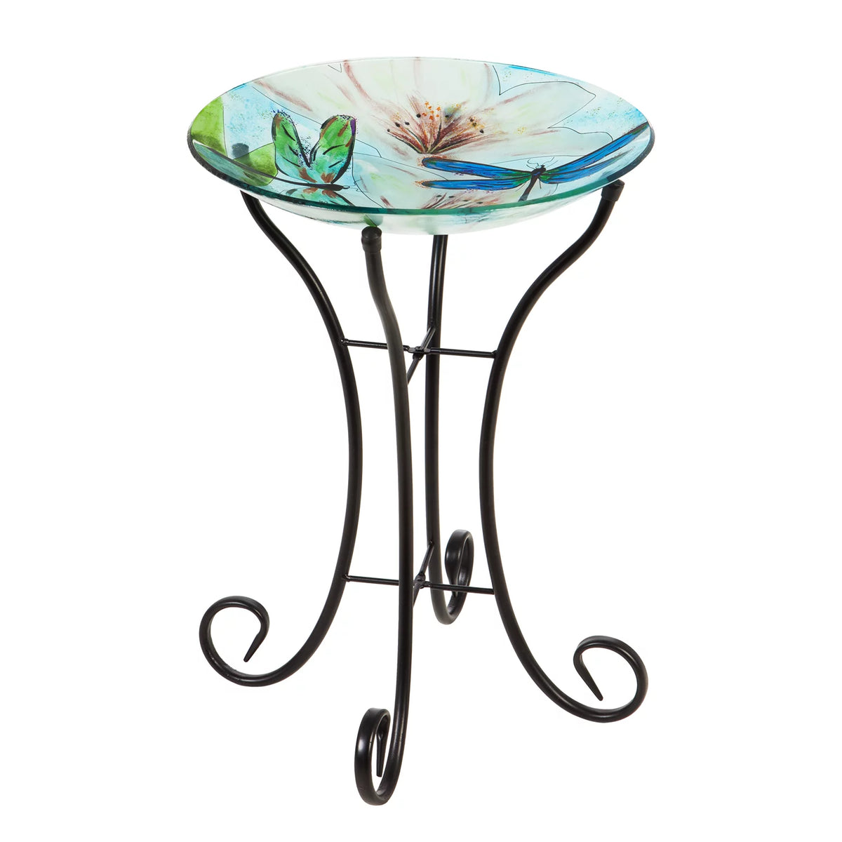 16" Glass Bird Bath with Stand Y5141