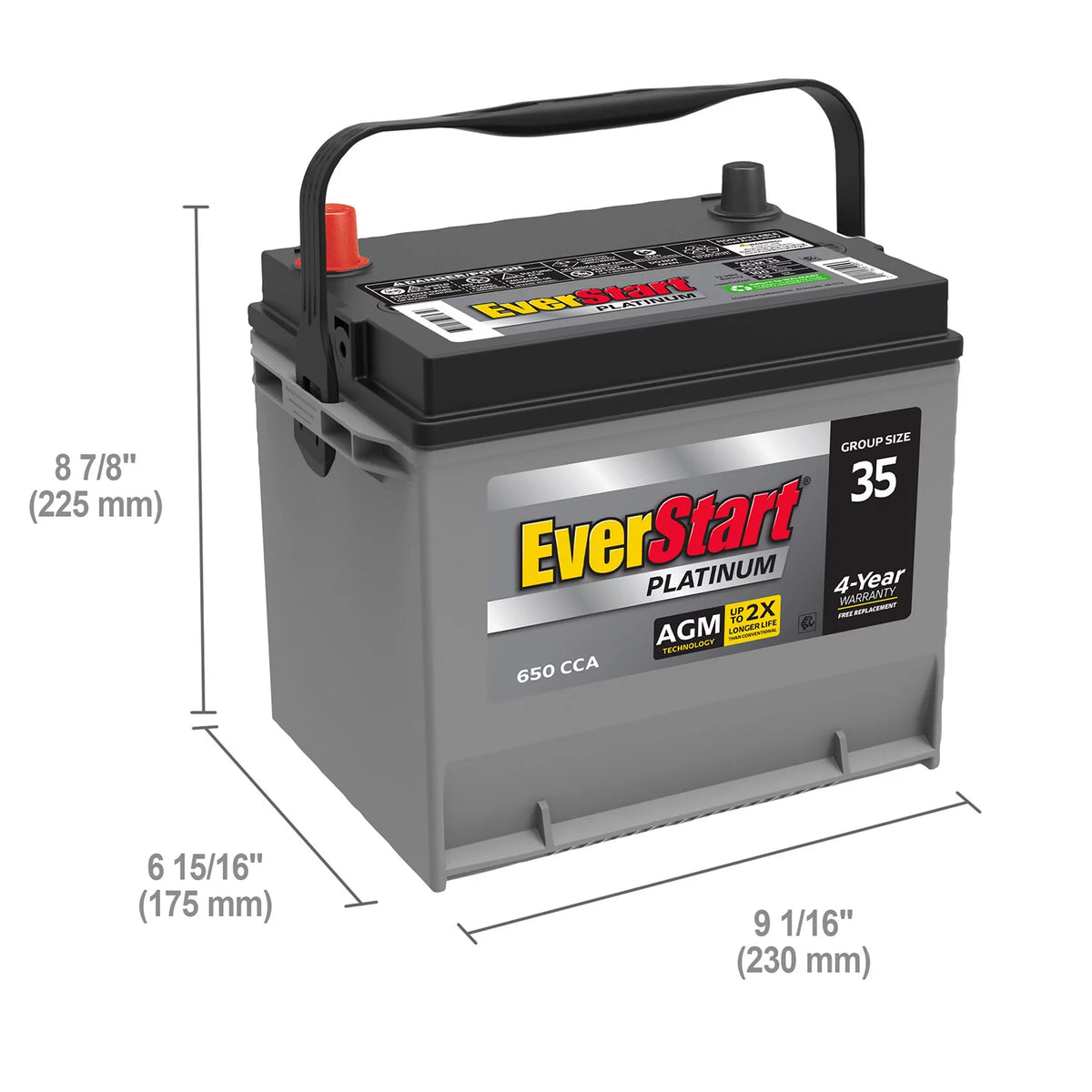 AGM Automotive Battery Group Size 35 12 Volt 650 CCA M80193