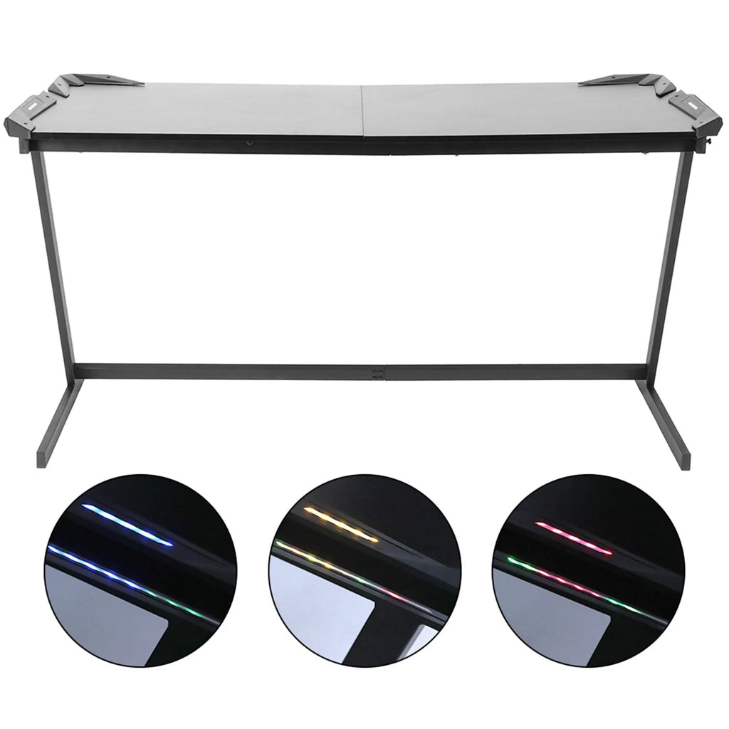 Black 59in Computer Desk Gaming Desk with LED Light T510