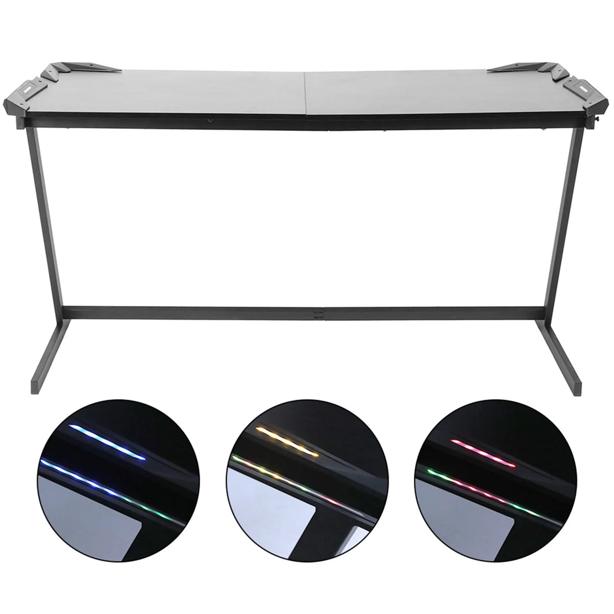 Black 59in Computer Desk Gaming Desk with LED Light T510