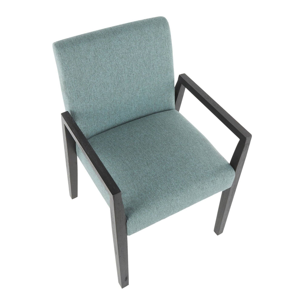 Teal Fabric and Black Wood Arm Chair Set of 2 N57609