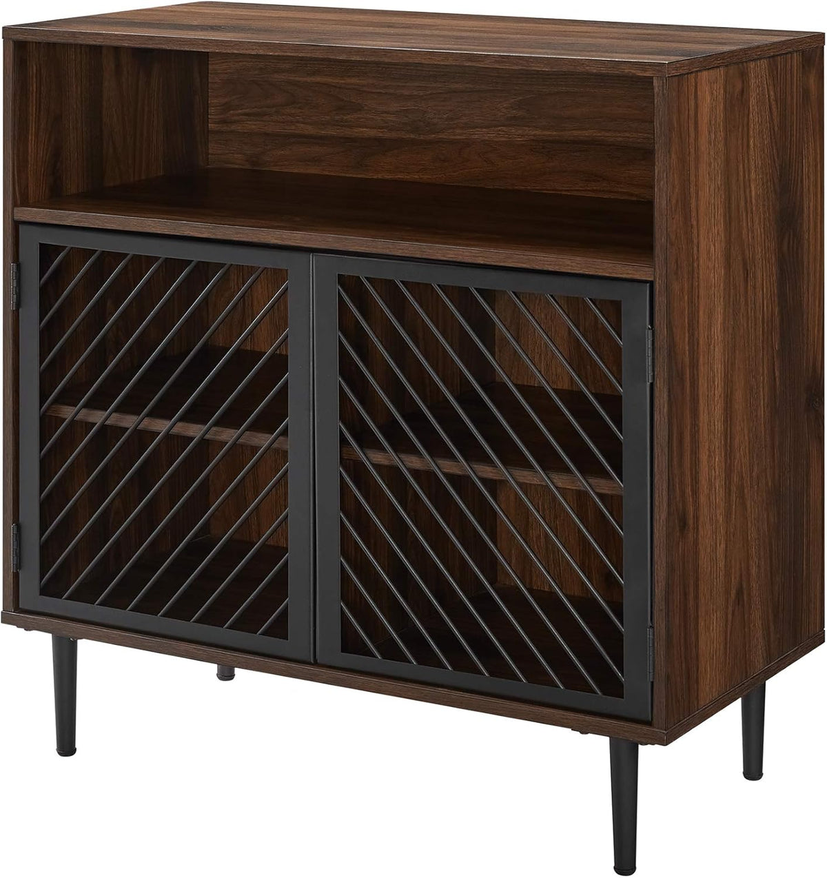 32 Inch Dark Walnut Buffet and Bar Cart O40449