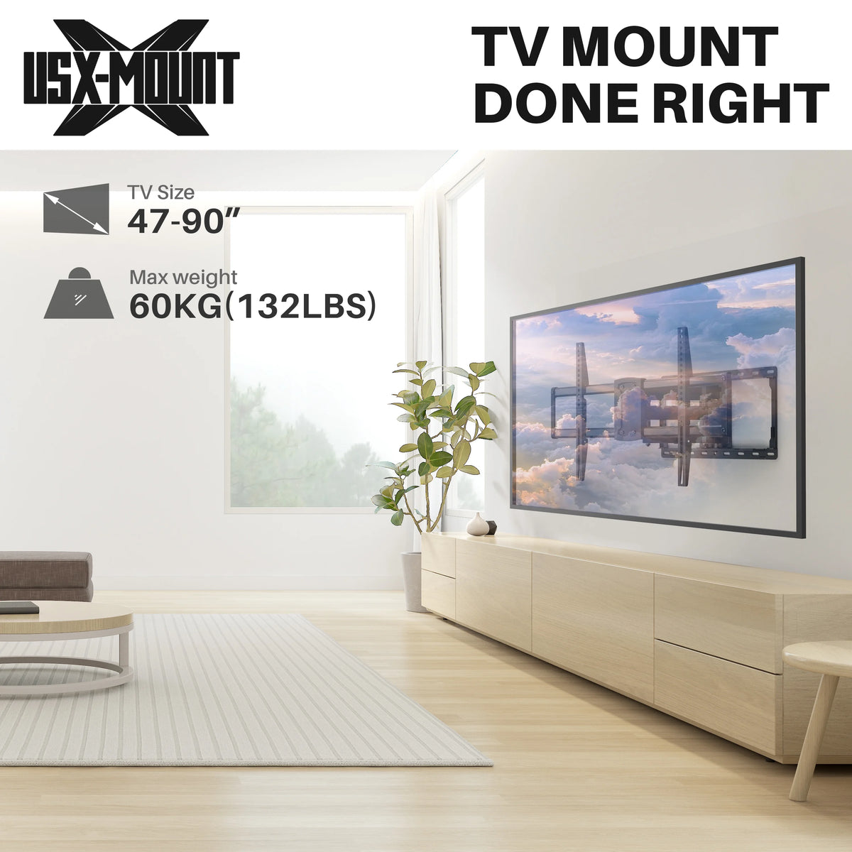 Full Motion TV Wall Mount for 47-90 inch TVs K77781